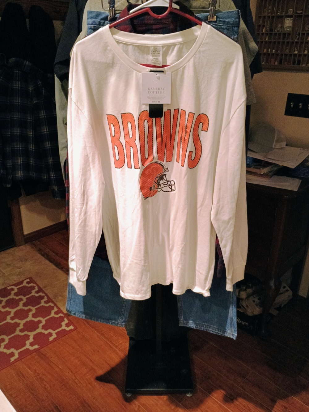 Browns Long Sleeve Tee - White & Orange Bin 3